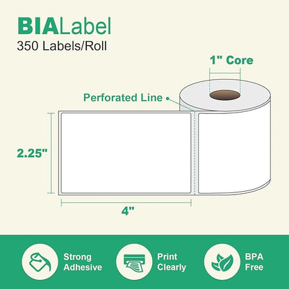 12 Rolls 2.25" X 4" Thermal Printer Labels, 350/Roll - Direct Thermal Labels Compatible with Zebra & Rollo Printers