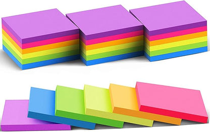 (24 Pack) Sticky Notes 3x3 in Post Bright Stickies Colorful Super Sticking Power Memo Pads, Strong Adhesive, 74 Sheets/pad
