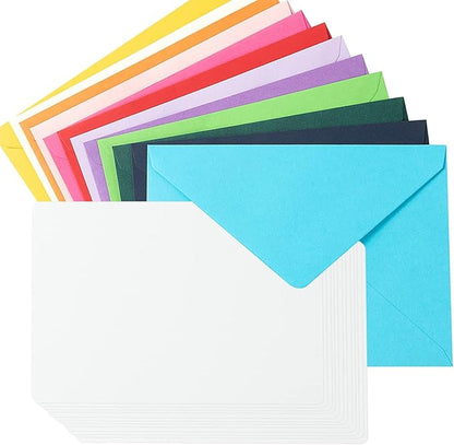 A7 Colorful Envelopes and Blank Cards 24 Pieces A7 Envelopes and 24 Pieces 5x7 Colorful Flat Cards for Weddings, Invitations, Birthday, Baby Shower (White)