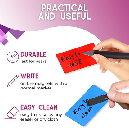 Availey 30 Pieces (3 x 5) - Full Colored Magnetic Dry Erase Labels - Reusable Strips for Classroom Home Office Garage Refrigerator Blank Writable Erasable Cards Name Tags Students Locker Shelf