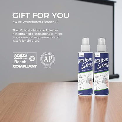 LOUKIN 2 Pack Magnetic Dry Erase Eraser, Whiteboard Eraser, Glass Board Eraser(White), 3.4 fl oz Whiteboard Cleaner * 2 Included, for Classroom, Home and Office Use