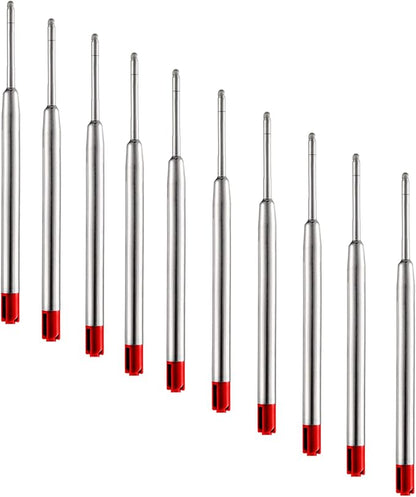 DunBong Red Ink Refill Pack of 5, Replaceable Ballpoint Pen Refills, Medium Point Metal Refill (Red)