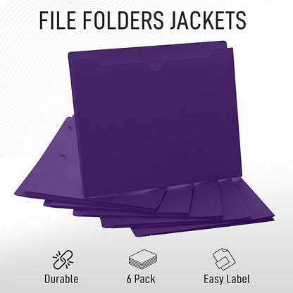Purple File Jackets, 1 Inch Expansion, Letter Size, Reinforced Straight-Cut Tab, 6 Pack