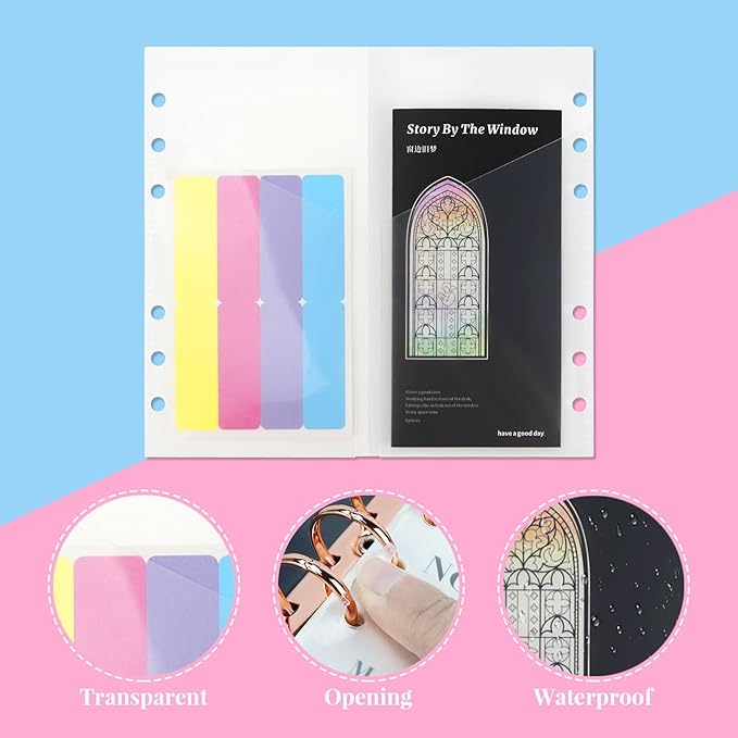 A6 Binder Pockets with No Zipper, Koqye Blue 10 Pcs Plastic Zipless Budget Envelopes, Two Pockets Frosted Cash Envelopes Money Bag for Budgeting, Cash Stuffing (Clear)