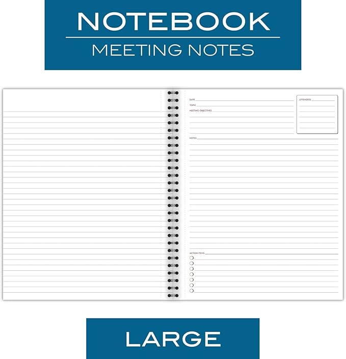 Cambridge Notebook, Business Notebook, 8-1/4" x 11", 80 Sheets, Ruled, Meeting Notes, Flexible Cover, Wirebound, Gray (06132) (Pack of 2)