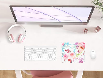 eulps Mouse Pad with Stitched Edge, Multiple Patterns Computer Mouse Pads with Non-Slip Rubber Base, Washable Cloth Mousepad, for Gaming, Laptop, PC (Pastel Bloom)