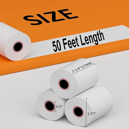 (200 Rolls) 2 1/4 x 50 Thermal Paper Receipt Rolls Premium Quality Paper fits all Credit Card Terminals BPA Free