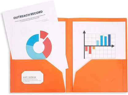 Blue Summit Multicolor Plastic Two Pocket Folders, 6 Plastic Folders with 2 Pockets and Business Card Slot, 2 Pocket Plastic Folders for School, Home, and Work, 6 Pack Plastic Folders