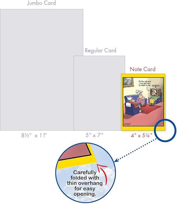 The Best Card Company - Variety Pack of 10 Funny Assorted Blank All Occasions Notecards 4 x 5.12 Inch w/Envelopes - Cartoon Humor for Men, Women (10 Designs, 1 Each) - Wild for Whyatt M6463OCB