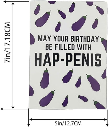 Funny Birthday Card for Women or Men,Birthday Gift for Sister Brother Wife Husband Friend-MAY YOUR BIRTHDAYBE FILLED WITH HAP-PENIS
