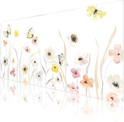 Colorful Star Large Desk Mat, Watercolor Floral Mouse PadOffice Supplies, Waterproof PU Leather Gaming Mousepad for Women Girls, Butterflies Desk Pad Home Office Decor Desk Accessories 31.5" x 15.7"