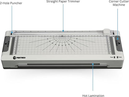 4-in-1 Office Laminator - Versatile Laminating Machine -with 2-Hole Punch, Straight Paper Trimmer, Round Corner Cutting Machine and Hot Lamination for Home Office School