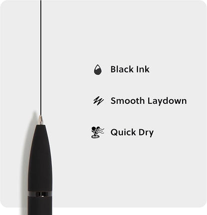 U Brands Midnight Monterey Ballpoint Pens, Set of 12, Black Soft Touch, Painted Black Details, Bold (1.0 mm) Point, Black Ink