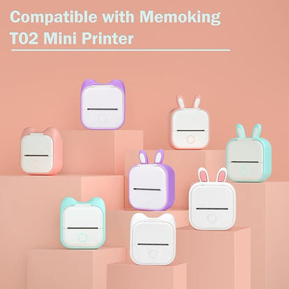 Memoking T02 Protective Case-Bunny Ears Shape Soft Silicone BPA-Free Cute Design Printer Cover, Compatible with T02 Mini Bluetooth Wireless Portable Mobile Pocket Printer, Pink