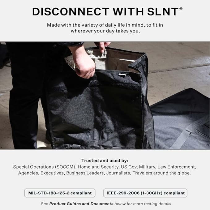 SLNT Utility EMP-blocking Faraday Bag for Computer Towers & Gaming Consoles - Military-Grade Water Resistant Nylon, Blocks EMP & Solar Flare to Protect Electronics from Damage