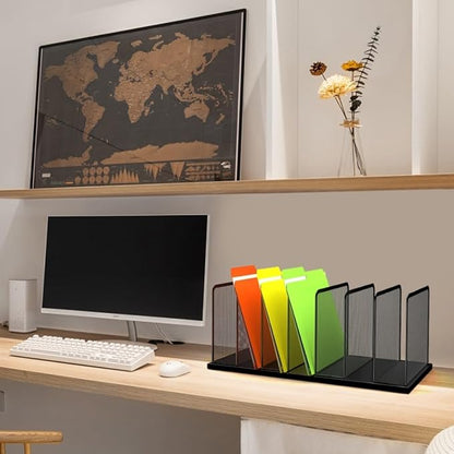 Kuntine.B Desk File Organizer 7 Upright Mesh Desktop Organizer File Sorter Office Organization File Holder for Home, Office & Classroom