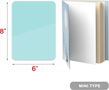 Teal Blue Mini Desktop Pure Glass Whiteboard, Small Slope Slick Desk Whiteboard Glass, Desk White Board, Desktop White Board Dry Erase, Stenography Artifact for Office Home Schooling Décor, 8x6 Inches