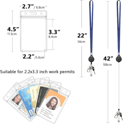 6 Pack Retractable Badge Lanyards and ID Badge Holder, Strap Lanyard with Swivel Metal Clasp for Badge Holders, Keychains, Offices, Staff, Students, Employees, American Flag