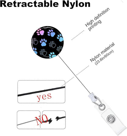 Dog Paw Badge Reels Holder Retractable with ID Clip for Nurse Name Tag Card Nursing for Doctor Teacher Student Employee Office Medical Work 2