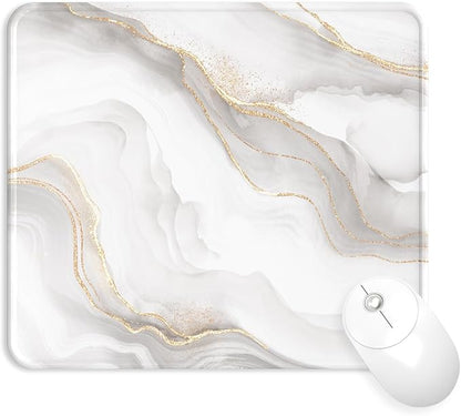 eulps Mouse Pad with Stitched Edge, Multiple Patterns Computer Mouse Pads with Non-Slip Rubber Base, Washable Cloth Mousepad, for Gaming, Laptop, PC (Ivory Gold)