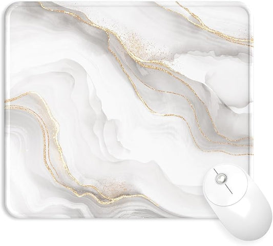 eulps Mouse Pad with Stitched Edge, Multiple Patterns Computer Mouse Pads with Non-Slip Rubber Base, Washable Cloth Mousepad, for Gaming, Laptop, PC (Ivory Gold)