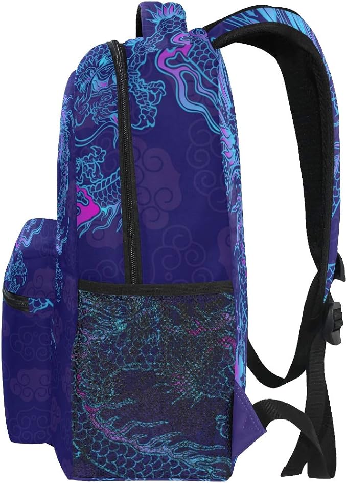 Blueangle Purple Chinese Dragon Printing Computer Backpack - Lightweight School Bag