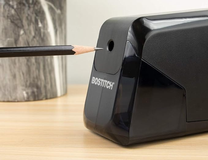 Bostitch Office Battery Pencil Sharpener, 4X Longer Cutter Life, Tip Saver Technology, Black (BPS4-BLK)