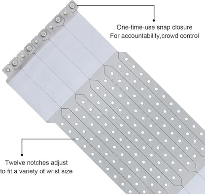 100pcs Vinyl Wristbands Hospital Identification Bands,Waterproof Adjustable Medical Wristband,Disposable Snap Wristband for Hospital (Color : Gray)