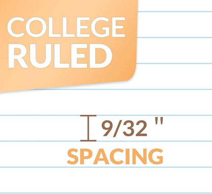 SUNEE Spiral Notebooks, 1-Subject, 10 Pack, College Ruled Paper, 8" x 10-1/2", 70 Sheets per Notebook,3-Hole Punched Paper, Pink,Purple, Blue, Green, Yellow Spiral Lined Notebooks for School,Work