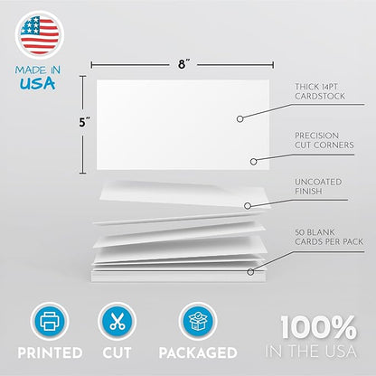 Home Advantage 5x8 Blank Index Cards - Our 50 Pack of Plain Index Cards Use Heavy Duty Cardstock to Make Them Bleed Proof - These Big Flash Cards Make Perfect Blank Note Cards & Blank Flashcards