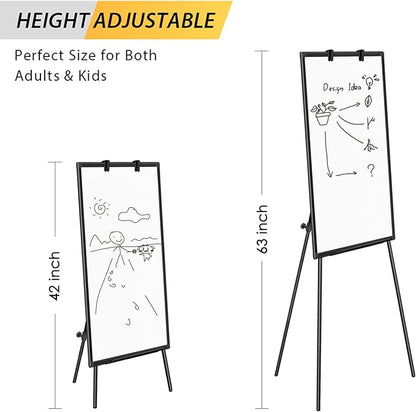 Easel Whiteboard - Magnetic Portable Dry Erase Easel Board 36 x 24 Tripod Whiteboard Height Adjustable Flipchart Easel Stand White Board for Office or Teaching at Home & Classroom (Black)