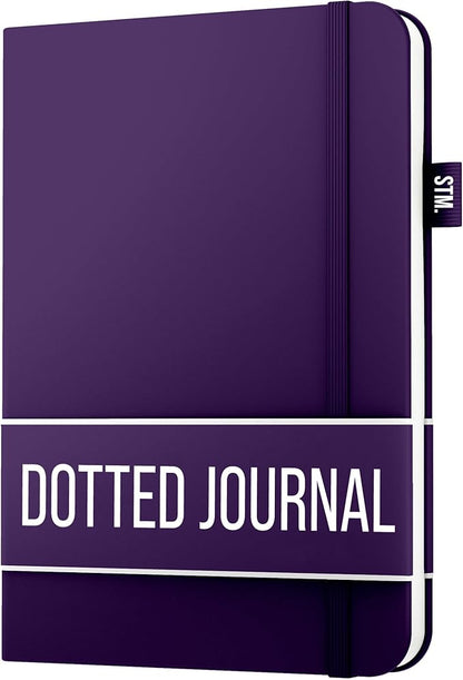 Scribbles That Matter A5 Bullet Dotted Journal Notebook | Vegan Hard Cover, 120gsm bleedproof thick paper, 150 pages, 5.75 x 8.5in, 2 bookmarks, tab stickers, penloop | For Work | Aubergine