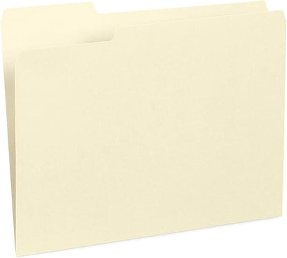 200 Blue Summit Supplies Manilla Folders - Letter Size File Folders with 1/3 Cut Top Tabs, Assorted Positions, Durable 11pt Manila Paper for Office Organization
