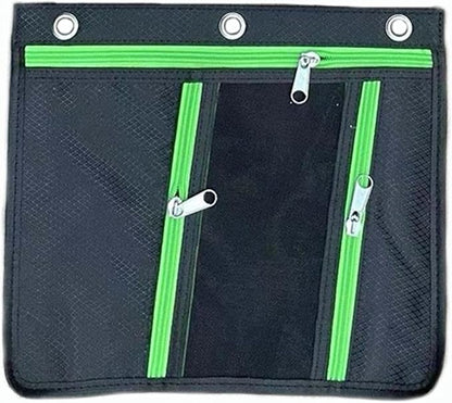 Charles Leonard 3-Pocket Jumbo Binder Pencil Pouch, Expands to 1", 11" W x 9.5" H x 1" D, Assorted Colors, 24 Per Pack (76395-ST)