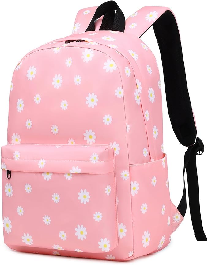 Flowers School Backpack for Teens Girls, Womens College Bookbags Kids School Bags Laptop Backpacks (Pink)