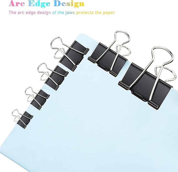 Binder Clips, 24 Pack, 1.6 Inch, Non-Standard 41mm, Black, Capacity 0.66 Inch, Large Binder Clips, Paper Binder Clips, Large Paper Clips, Office Clips, Great Binder Clips