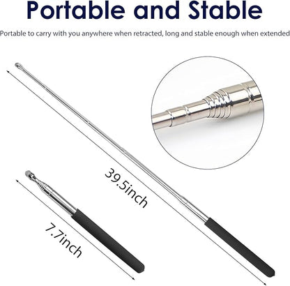 2 Pack Retractable Teacher Pointer 𝟑𝟗.𝟓'', Pointer Stick with 𝗦𝘁𝘆𝗹𝘂𝘀 Smooth Sensitive Tablet Pen Stylus Pen, Teacher Coach Presenter Pointer