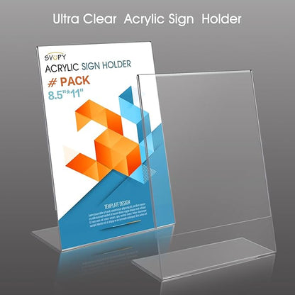 6 Pack 8.5 x 11 Acrylic Sign Stand Holders - 8.5 x 11 Inches Clear Plastic Table Paper Display Stand, Suit for Displaying Posters, Picture, Flyers, Menu