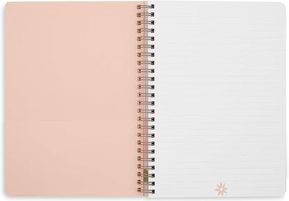 Steel Mill & Co Cute Mini Spiral Notebook, 8.25" x 6.25" Journal with Durable Hardcover and 160 Lined Pages, Star Floral, Blush