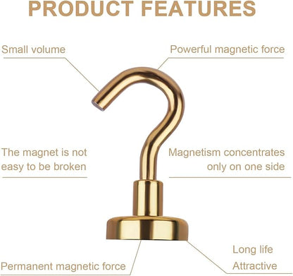 DIYMAG Magnetic Utility Hooks, 30Lbs Heavy Duty Rare Earth Neodymium Magnet Hooks with Nickel Coating for Kitchen, Garage, Cruise, Classroom, Workplace and Office etc, 3 Packs (Yellow)