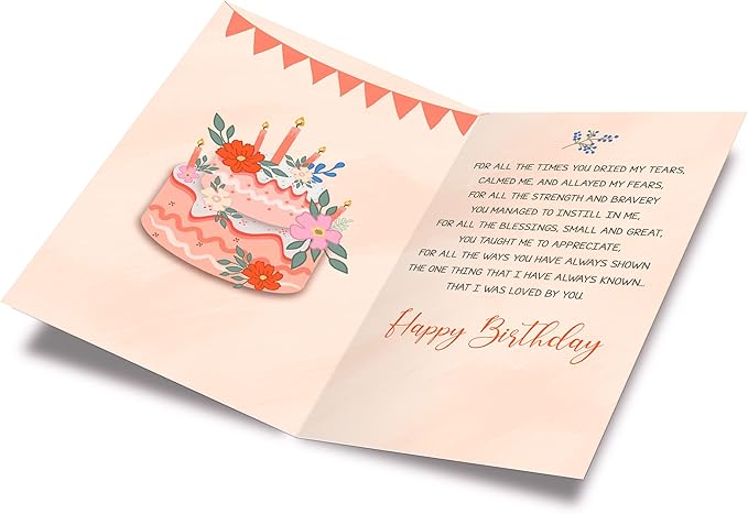 Prime Greetings Heartfelt Birthday Card For Mom (Mother), Made in America, Eco-Friendly, Thick Card Stock with Premium Envelope 5in x 7.75in, Packaged in Protective Mailer