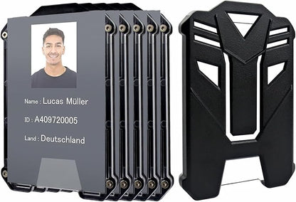 VIQWYIC 6 Pcs Heavy Duty ID Card Holder, Vertical Card Holder with Clear Window for ID, Credit Cards, Built-in Elastic Clip, 5 Card Capacity