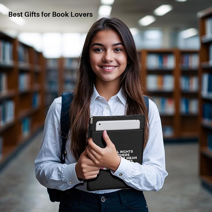 Book Themed Gifts Waterproof Book Sleeve Book Pouch LGBT Equality Rights Reading Gifts for Women Friends Book Covers for Paperbacks Book Accessories Book Protector with Zipper and Front Pocket