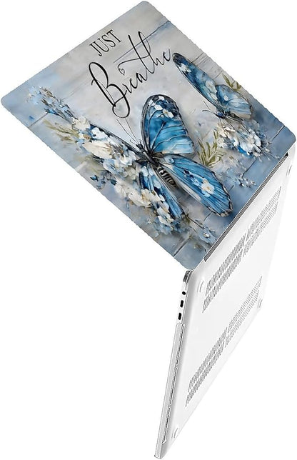 Compatible with 16.2 Inch MacBook Pro 2485/A2780, Blue Flower Butterfly Hard Plastic Shell Cover Case