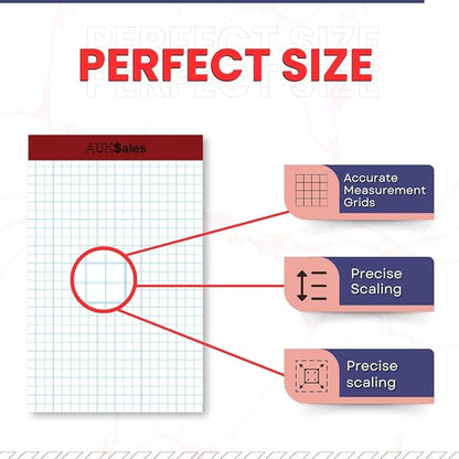Grid Paper Pad 5x8 Inches – Graph Paper Pad 4x4, Grid Notepad, 36 Pack, 5x8 Graph Paper 1/4 Grid, Graphing Paper, Engineering Pad – 100 Sheets 200 Pages Perforated Pad for School, Home, & Office