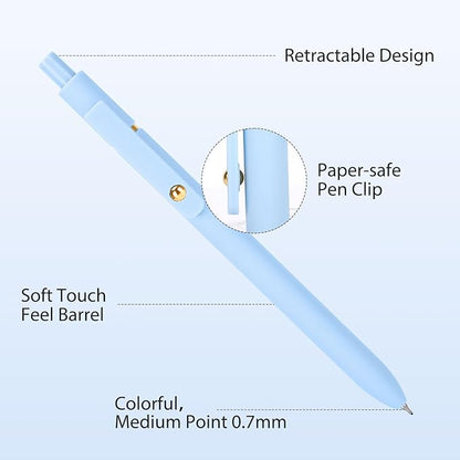 FIOVER Colored Pens, 6 Pack Colorful Gel Pens, Medium Point 0.7mm, Smooth Writing Journaling Supplies Multicolor Ballpoint for Journaling, Drawing, Doodling, and Note Taking (Multiple Colors)