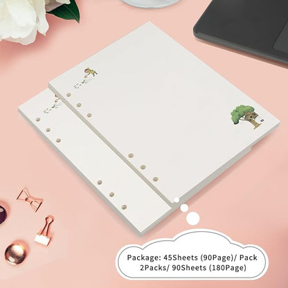 A5 Refills Paper, A5 Binder Planner Loose Leaf Paper,90 Sheets (180 Pages) 6-Hole Notebook Refills for 6-Ring Refillable A5 Ring Binder Notebook Planner, Blank Paper with Pattern