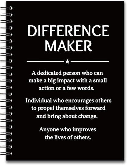 YAZMEEN Difference Maker Blank Spiral Notebook（160 Pages） Difference Maker Definition Hardcover Notebook Thank You Gift for Women Men Funny Office Journal Gift for Teacher Boss Leader Mentor Manager