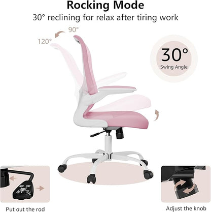 Ergonomic Office Chair, Comfort Swivel Home Office Task Chair, Breathable Mesh Desk Chair, Lumbar Support Computer Chair with Flip-up Arms and Adjustable Height