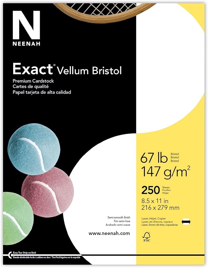 Neenah Exact Vellum Bristol Cardstock, 8.5" x 11", 67 lb/147 GSM, Blue, 250 Sheets (Pack of 1) (81328)